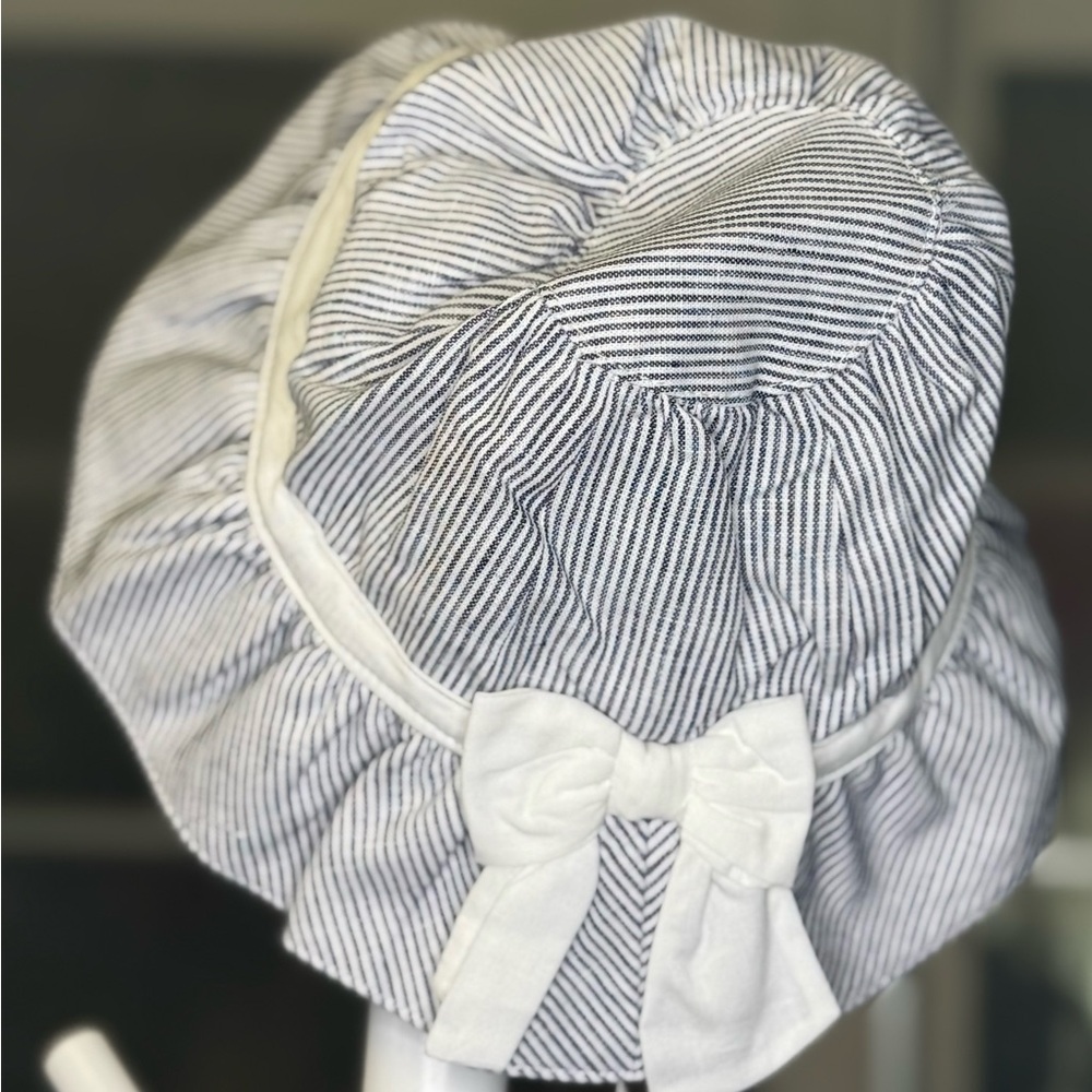 Janie and Jack Navy Striped Kids Hat with Bow